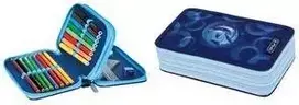 HERLITZ Dolphin Ride dviejų skyrių penalas, 23 dalių komplektas, užtrauktukas, spalvotas vidus 400205858