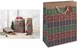 SIGEL GT044 Kalėdinis dovanų maišelis su išpjautu dizainu, mažas, rudas kraft kartonas 157 g/m², 1 vnt.