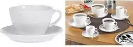 Esmeyer BISTRO pieno kavos puodelių rinkinys, 6 vnt., baltas porcelianas, apvali rankena, 76 mm aukščio, 220 ml 433-254