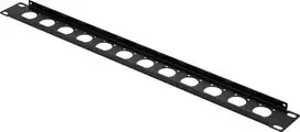 Renkforce 19 colių 1U 12 prievadų komutacinės panelės priekinė plokštė XLR/USB/BNC lizdams, juoda (RF-7116962)