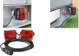 IWH priekabos galinių žibintų rinkinys su magnetiniu pagrindu, 6 funkcijos, 12V, 2 universalūs galiniai žibintai priekaboms, automobiliams, sunkvežimiams, kemperiams - 1 vnt. (010219)