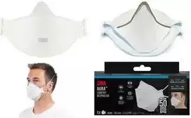3M Aura 9320+ FFP2 respiratorius be iškvėpimo vožtuvo, 3 dalių plokščias sulankstymas, baltas, 1 vnt.