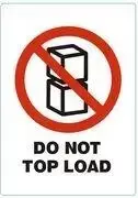 RILLPRINT DO NOT TOP LOAD įspėjamieji lipdukai su nuolatiniu klijų sluoksniu, balti su raudonu/juodu tekstu, 74 x 105 mm, 500 lipdukų ritinyje 76950
