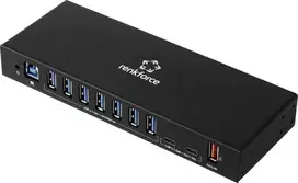 Renkforce RF-7403762 USB šakotuvas 10 prievadų USB-A, USB-C® USB 3.2 Gen1 5GBit/s pramoninėms reikmėms juodas RF-IH10-100