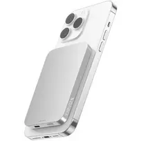 Nevox belaidis magnetinis power bank Qi2, 5000 mAh, sidabrinis/baltas