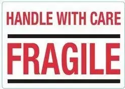 rillprint įspėjamieji lipdukai HANDLE WITH CARE / FRAGILE, su nuolatiniais klijais, balti/raudoni
