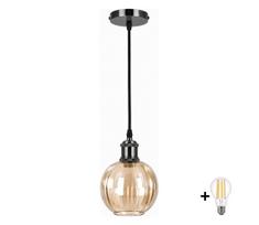 BRILAGI -LED Pakabinamas šviestuvas su laidu RETRO GLASS 1xE27/60W/230V Ø 18 cm juoda/dūminė ruda
