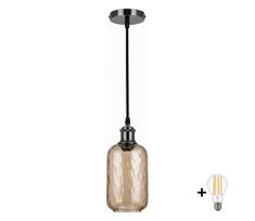 BRILAGI-LED Pakabinamas šviestuvas ant laido RETRO GLASS 1xE27/60W/230V skersmuo 14 cm juoda/dūminė ruda