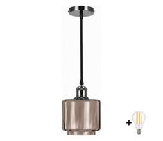 BRILAGI-LED Pakabinamas šviestuvas su laidu RETRO GLASS 1xE27/60W/230V skersm. 15cm juoda/dūminė smėlinė