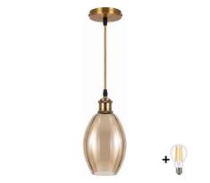 BRILAGI-LED Pakabinamas šviestuvas ant laido RETRO GLASS 1xE27/60W/230V skersmuo 17 cm auksinė/dūminė smėlinė