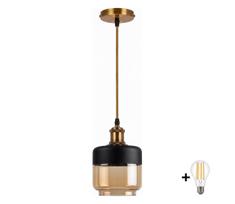 BRILAGI-LED Pakabinamas šviestuvas ant laido RETRO GLASS 1xE27/60W/230V skersm. 14cm auksinė/dūminė smėlio spalvos