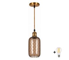 BRILAGI-LED Liustras ant laido RETRO GLASS 1xE27/60W/230V skersmuo 14 cm auksinė/dūminė ruda