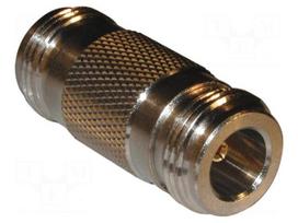 Adapter | N female,both sides | PTFE | 50Ω | brass | white bonze | 11GHz