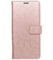 Rausvai auksinės spalvos atverčiamas dėklas Samsung Galaxy A37 5G telefonui "Mezzo Flip Book Mandala"