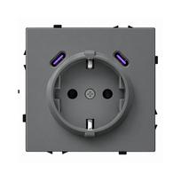 Kištukinis lizdas su USB C+C jungtimis Feelspot FSKL1CCG, 20W, pilkas