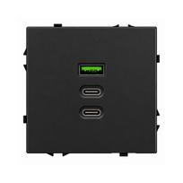 Greito krovimo USB rozetė su A+C+C jungtimis Feelspot FSACC65B, 65 W, juoda