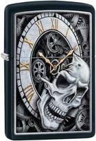 Žiebtuvėlis Zippo Skull Clock 29854, sidabro sp./juoda sp.
