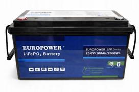 Akumulator LiFePO4 EUROPOWER serii LFP 25,6V 100Ah Bluetooth, mata grzewcza (Żywotność ~4000 cykli)