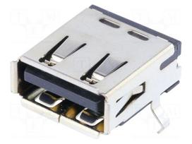 Connector: USB A | socket | on PCBs | THT | PIN: 4 | angled 90° | USB 2.0