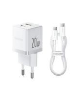 Sienas ātrais lādētājs Palm 20W USB + USB-C QC3.0 PD3.0 ar USB-C kabeli 1 m, balts