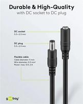 Līdzstrāvas pagarinājuma kabelis, 5 m 5,5x2,5 mm melns 2x0,5 mm² max 24 VDC 120 W