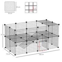 Mažų gyvūnų aptvaras PawHut 146x73x73cm., juodos spalvos