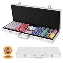 Pokerio žetonų rinkinys, 56x21x6.5 cm, Juoda/Stiklošilko