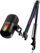 „Rampage ARPEJ“ žaidimų kondensatorinis mikrofonas su laikikliu ir RGB apšvietimu, juodos spalvos