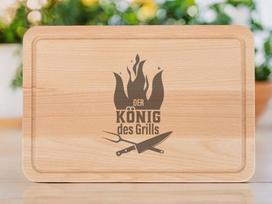 Didesnė buko medienos pjaustymo lenta su graviravimu 'grillen', 30x20 cm