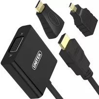„Unitek“ AV adapteris: HDMI Micro – HDMI, HDMI – D-Sub (VGA) + 3,5 mm lizdas, HDMI Mini – HDMI, juodos spalvos (Y-6355)