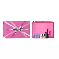 CLINIQUE_SET „Eye Favorites All About Eyes“ akių kremas 15 ml + „Take The Day Off“ valomasis balzamas 15 ml + „High Impact“ blakstienų tušas, juodos spalvos, 3,5 ml + kosmetinė