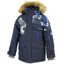 Huppa Berniukų žieminė striukė MARTEN, navy pattern/ navy, 122 cm