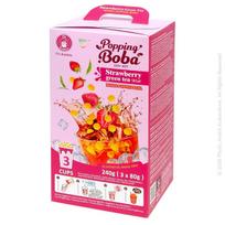 Burbulinės arbatos rinkinys 3 asmenims - braškių žalioji arbata su mango sprogstančiais boba perlais, O's Bubble, 3 × 80 g