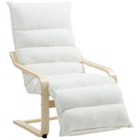 Supamas fotelis su reguliuojama kojų atrama, 67x93–114x105 cm, baltas