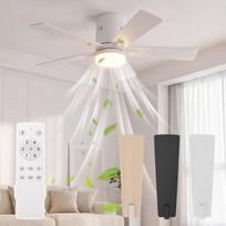 Lubinis ventiliatorius su LED apšvietimu,5 mentės šilto ir šalto oro režimu,6 greičiai,1/4/8 laikmatis,30 W tylus veikimas,106cm