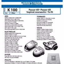Hanestroem Dulkių siurblio maišeliai K100