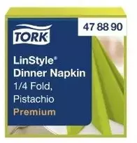 Servetėlės Tork Linstyle 39x39 cm 1 sluoksnio 1/4 lankstymo pistacijų spalvos, 14 pakelių x 50 vnt./dėžėje