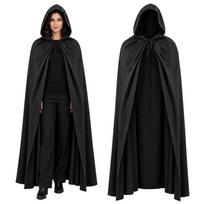 Apsiaustas su gobtuvu Glimz, 172 cm, juodas