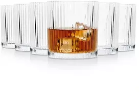 Stiklinės iš rantuoto stiklo, 280 ml, 8,5 × 8,5 × 9 cm, 6 vnt.
