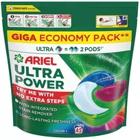 Skalbimo kapsulės Ariel Ultra Power Color+, 45 vnt.