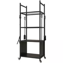 Malkų lentyna su ratukais, 4 lentynos, naudojimui lauke, viduje, iki 60 kg, metalinė, juoda 45 x 30 x 118 cm