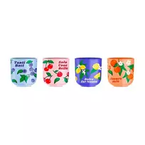 Bialetti Fruit Vibes keraminių kavos puodelių rinkinys, 300 ml, įvairiaspalvis, tinka indaplovei ir mikrobangų krosnelei
