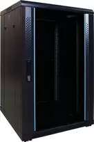 DSIT DS6618 18U 19 inch Server Rack spinta su stiklo durimis, 600x600x1000 mm, juoda