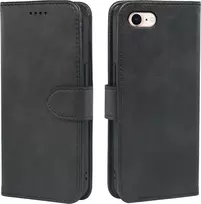 AIMOYU Premium Leather Flip Wallet Case for iPhone SE (2022/2020), iPhone 8/7 - Black