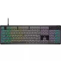 CORSAIR K55 Core RGB membraninė žaidimų klaviatūra, dinaminis 3 zonų RGB apšvietimas, 6 makro klavišai, nuimama riešo atrama, USB laidinė, juoda/pilka