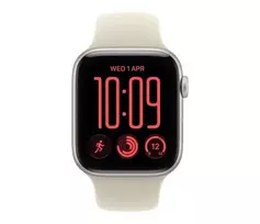 Apple Watch SE 3 GPS + Cellular 44 mm Starlight aliuminio korpusas su smėlio spalvos sportine apyranke, M/L
