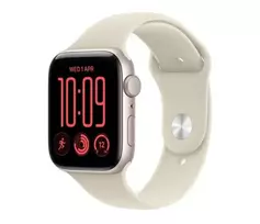 Apple Watch SE 3 GPS 44 mm Starlight aliuminio korpusas su smėlio spalvos sportine apyranke, S/M