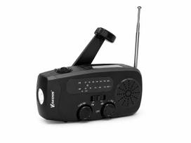 Vakoss FM-3660K“ avarinis FM/AM radijas su dinamo / žibintuvėliu / išorine baterija / saulės baterija