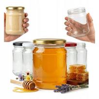 24 stikliniai indeliai po 450 ml uogienėms, medui, su užsukamu dangteliu Fi82
