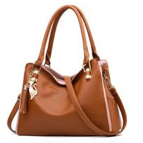 Didelės talpos odinis krepšys moterims Paprasta temperamento rankinė Kutas Crossbody Bags Pečių krepšiai 32*14*23cm ruda